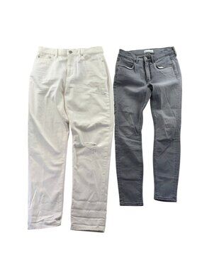 Two Loft Womens Jeans Size 26/2 Lot Of 2 Boyfriend Distressed Crop Ankle Denim